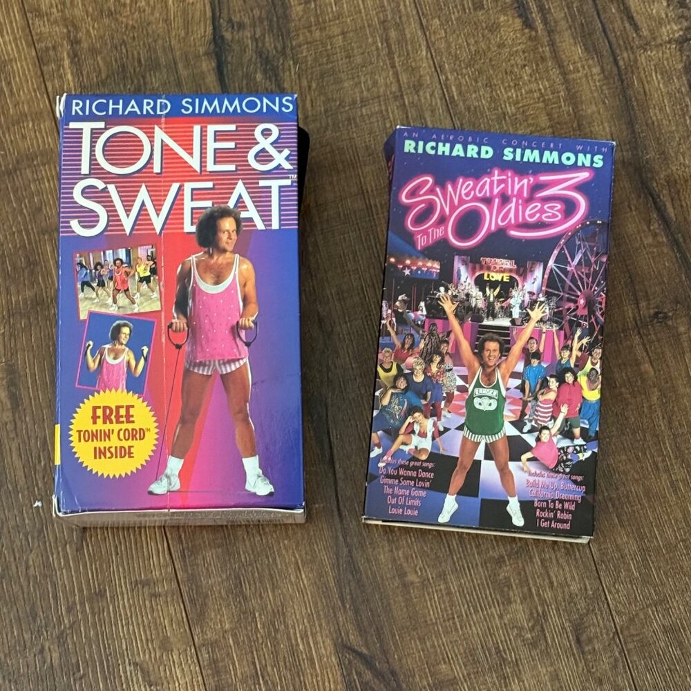 Richard Simmons Sweatin' to the Oldies III & Tone & Sweat w/Toning Cord VHS Tape